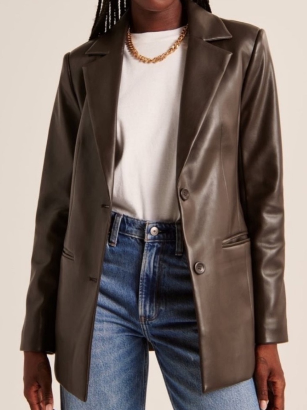 Abercrombie Brown Vegan Leather Blazer Jacket - L